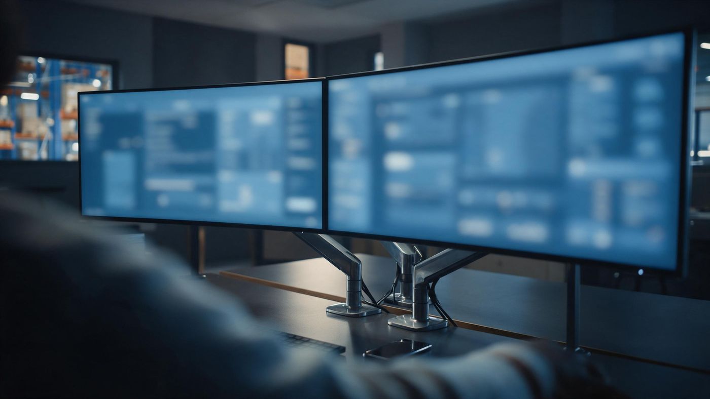 Puesto de control con dos monitores